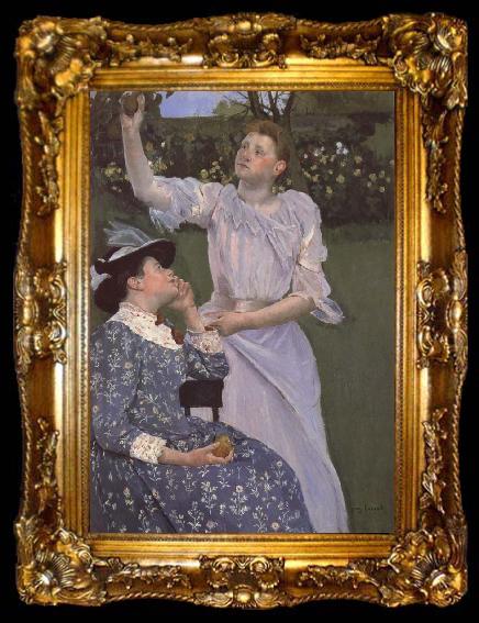 framed  Mary Cassatt Junge Frauen beim Obstpflucken, ta009-2